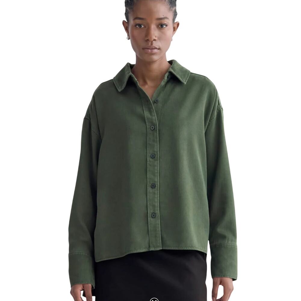 Everlane Olive Green Button-Front Shirt